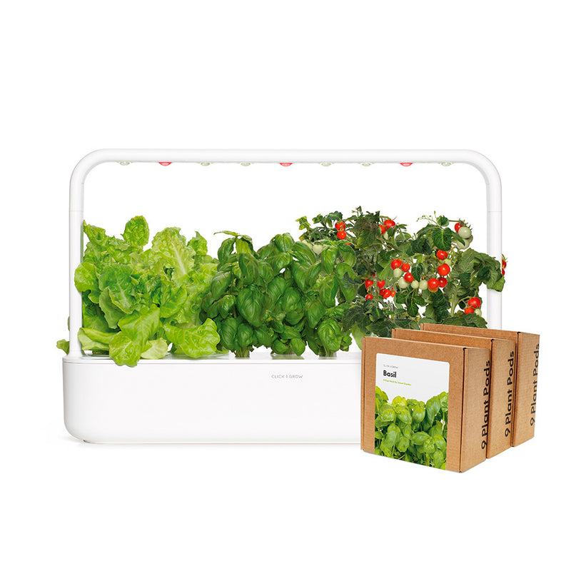 Click & Grow Smart Garden 9 Indoor Kräutergarten weiß 3x Basilikum 9er-Pack